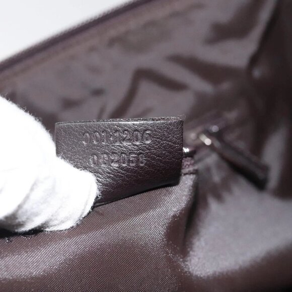 GUCCI Shoulder Bag Leather Brown Silver